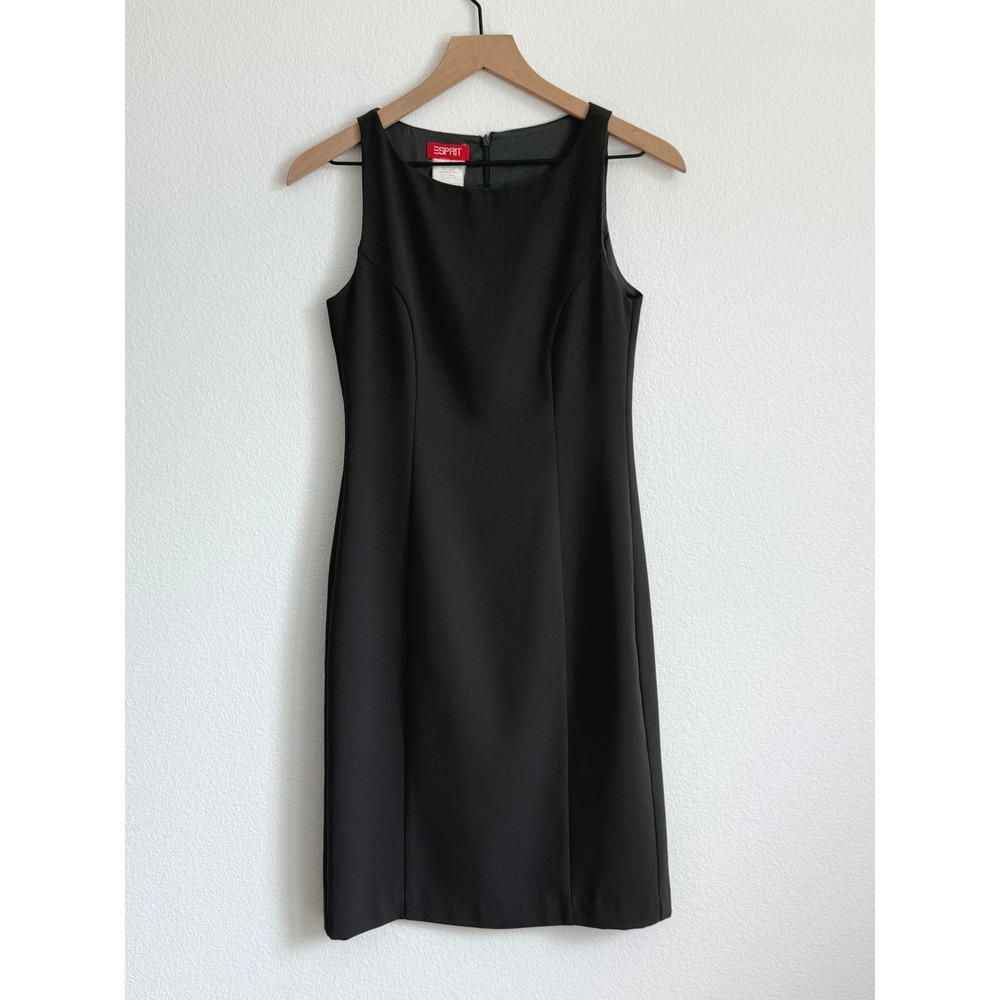 VTG Esprit 90s Minimalist Gray Sheath Dress 1/2 Corporate Goth Quiet Luxury Y2K